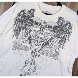 Dark Star Skull Angel Wing Sword Dagger Vintage Y2K Grunge Mall Goth T-shirt XL